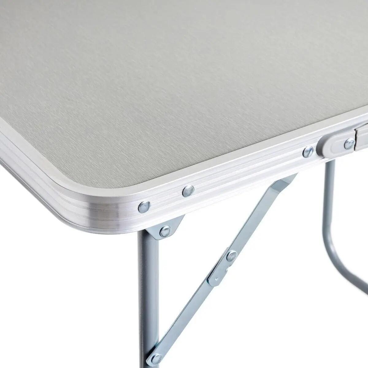 Mesa Plegable de Aluminio para Camping Tablero MDF 80x60x70cm (Gris) 7/7