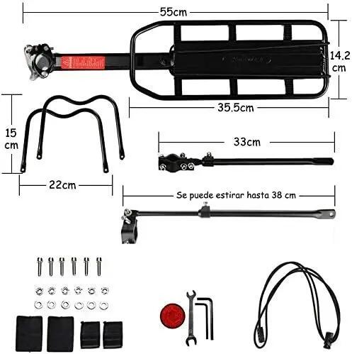 Transportin Bicicleta Porta equipajes Trasero Parrilla Bici Soporte Aluminio 6/7