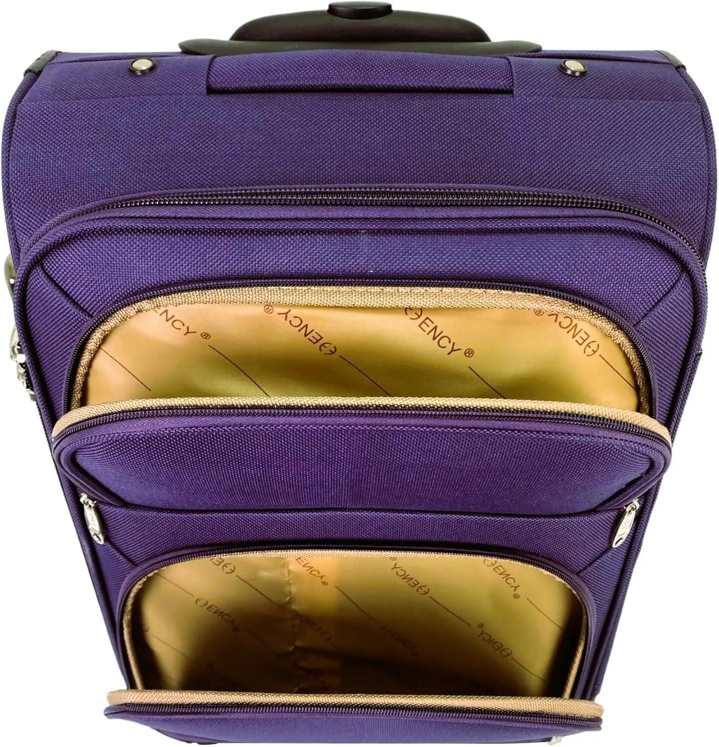 Mala de viagem em tecido com rodas, 4 rodas, rotação de 360° (roxo) 5/6