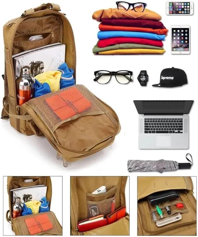 Mochila, Bolsa de 45L, Mochila Dobrável Impermeável, para Caminhadas, Bege 5/7