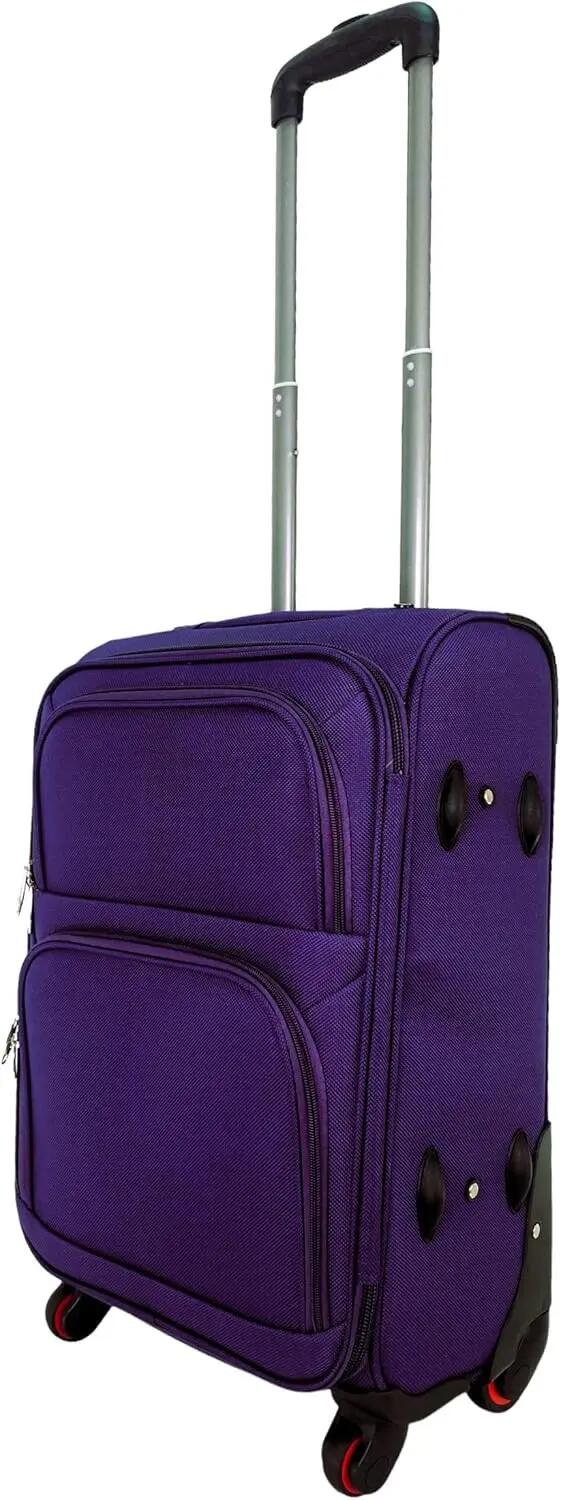 Mala de viagem em tecido com rodas, 4 rodas, rotação de 360° (roxo) 4/6