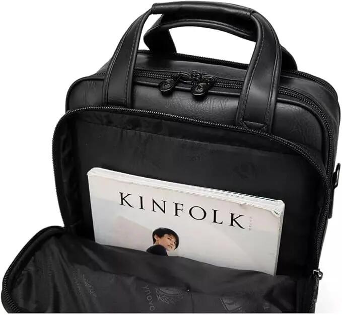 Mochila para portátil, ideal para trabalho ou viagens, pele sintética. 3/7