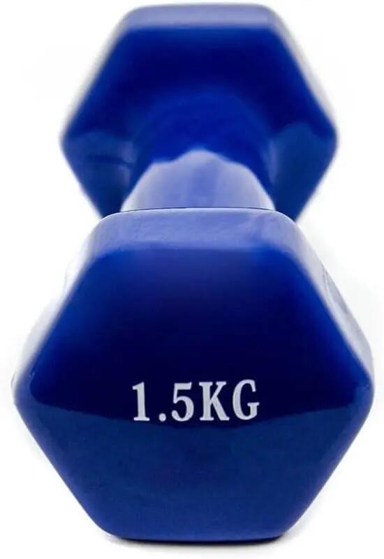 2X Mancuernas Pesas de 1,5kg Agarre Vinilo Suave musculacion color Azul 4/6