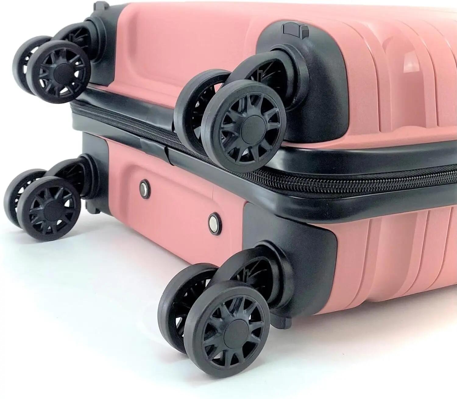 Maleta para Cabina Equipaje de Mano rigida 4 Ruedas 360º giratorias (Rosa Palo) 6/7