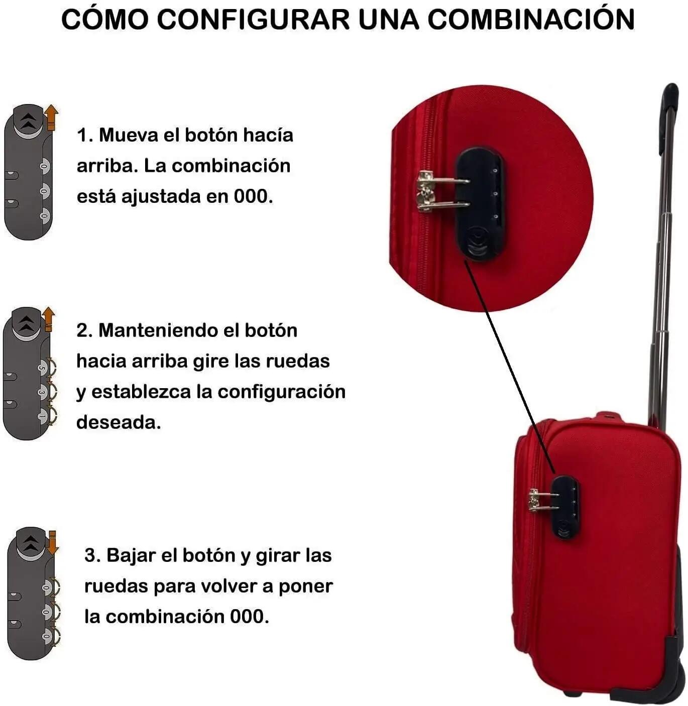 Maleta Trolley, Maletin con Ruedas y con 4 Compartimientos Rojo Granate 5/6