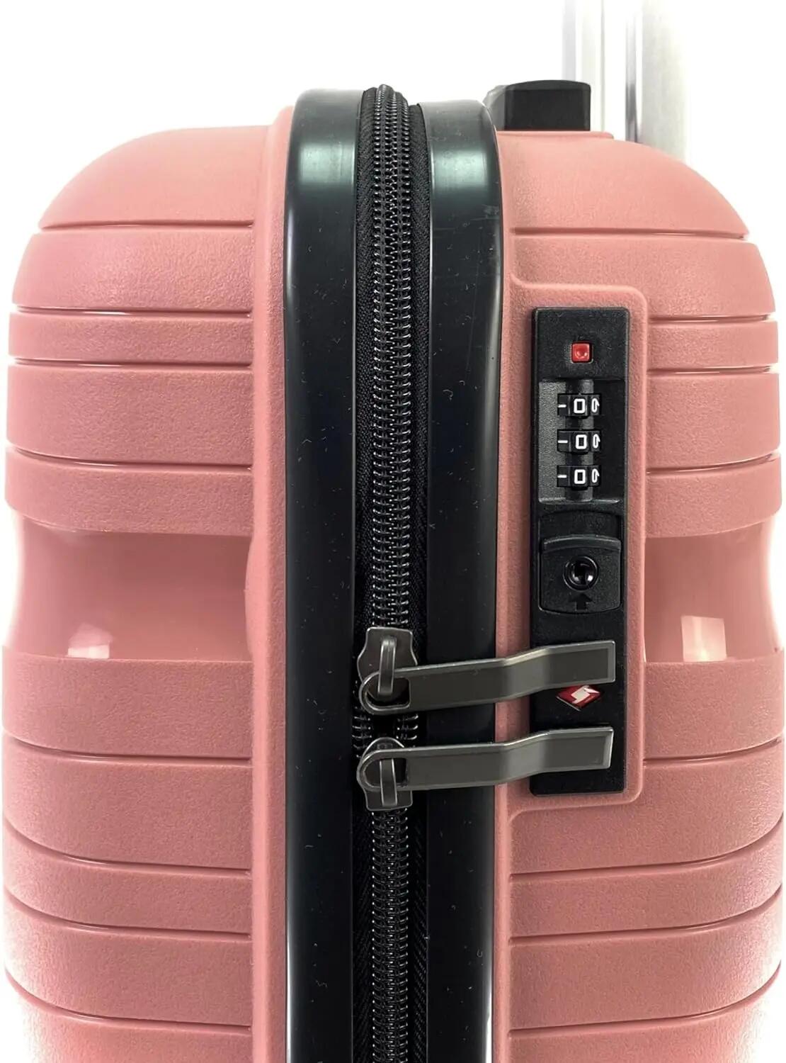 Maleta para Cabina Equipaje de Mano rigida 4 Ruedas 360º giratorias (Rosa Palo) 5/7