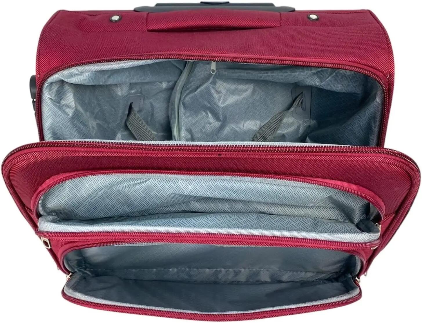 Maleta Trolley, Maletin con Ruedas y con 4 Compartimientos Rojo Granate 3/6