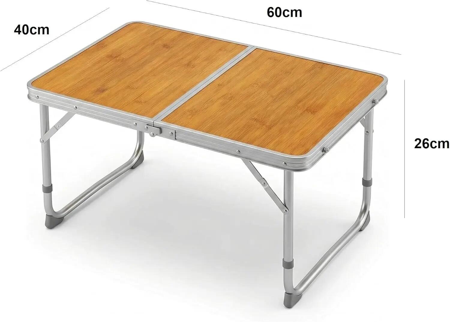 Mesa dobrável leve em alumínio com tampo, mesa de apoio portátil, 60×40×25 cm 3/7