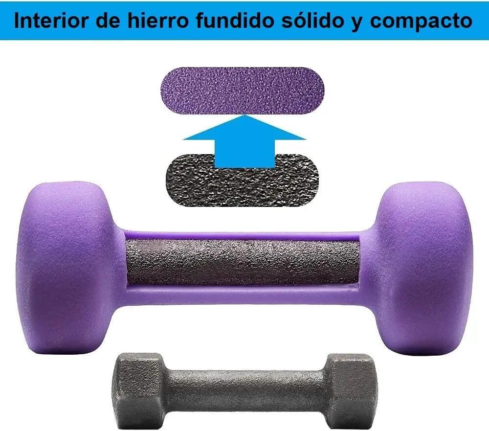 Set de 6 mancuernas 2x 1kg, 2x 1.5kg, 2x 2kg pesas con soporte 4/7