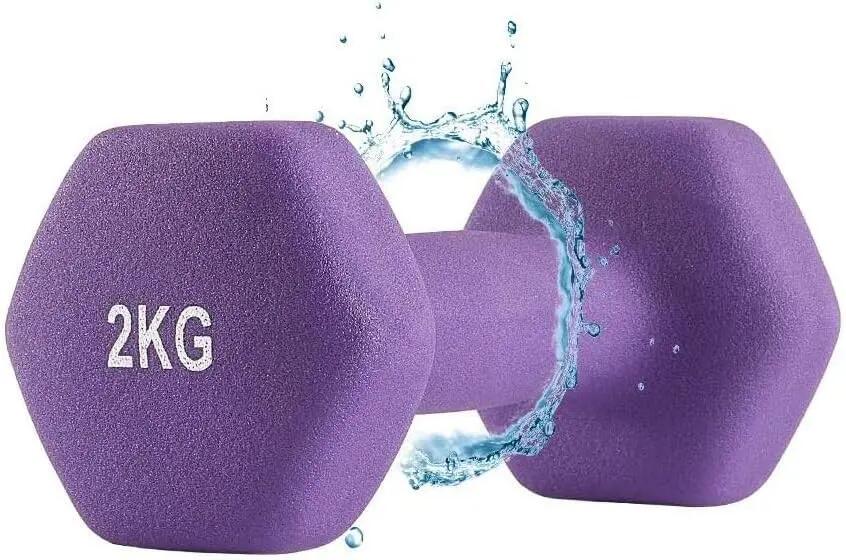 Set de 6 mancuernas 2x 1kg, 2x 1.5kg, 2x 2kg pesas con soporte 3/7