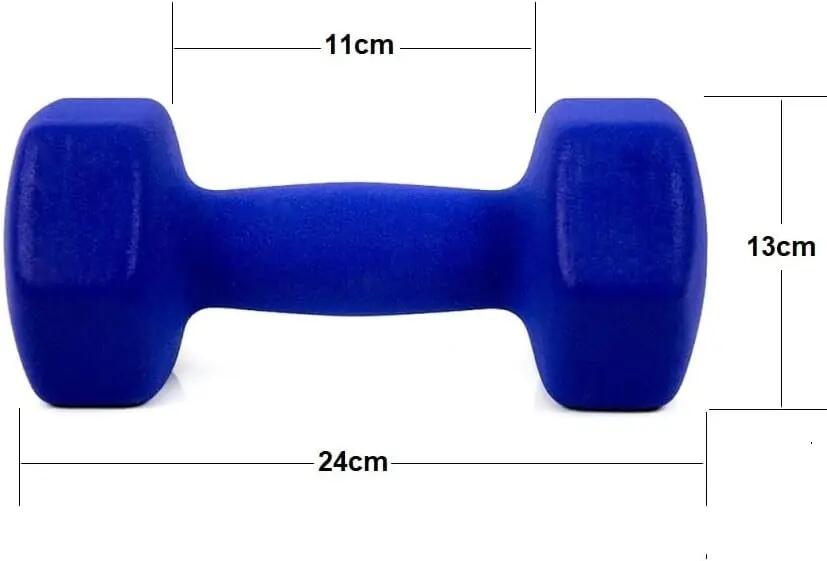 Mancuerna pesa de 6kg acero cubierta en vinilo suave y antideslizante, azul 3/3