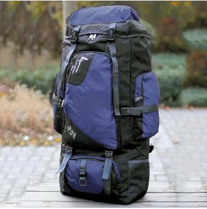 Mochila de Senderismo Trekking 90L Impermeable 73 cm x 35 cm x 20 cm Azul 2/6