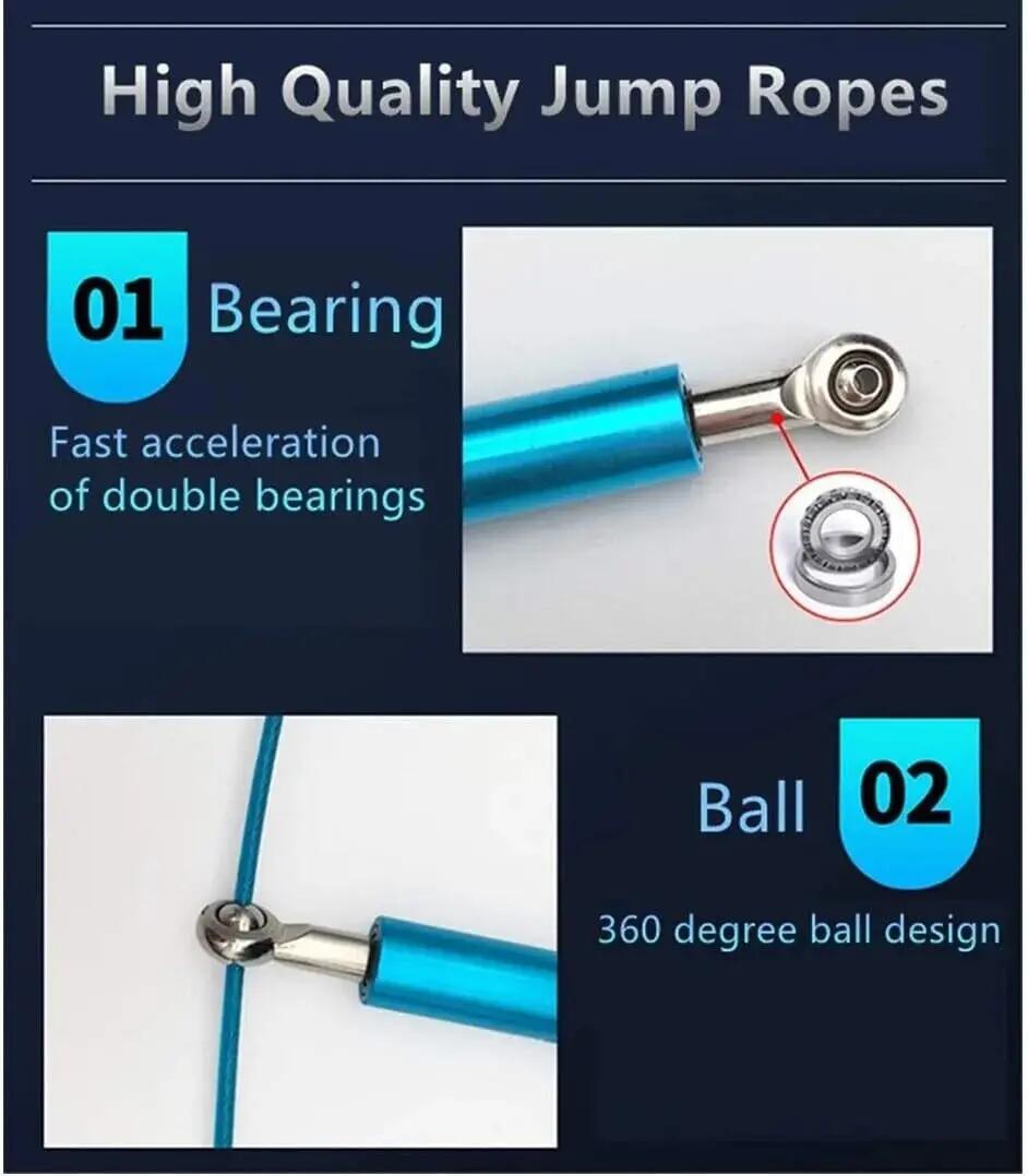 Cuerda de saltar con rodamiento bolas 360° longitud ajustable y asas de aluminio 6/7