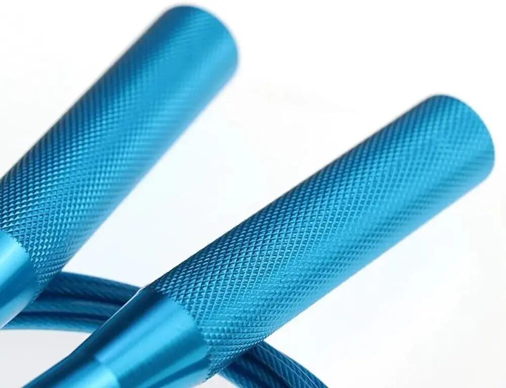 Cuerda de saltar con rodamiento bolas 360° longitud ajustable y asas de aluminio 3/7