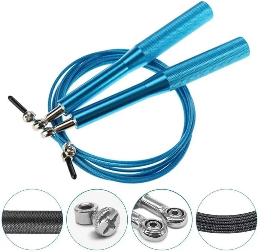 Cuerda de saltar con rodamiento bolas 360° longitud ajustable y asas de aluminio 2/7