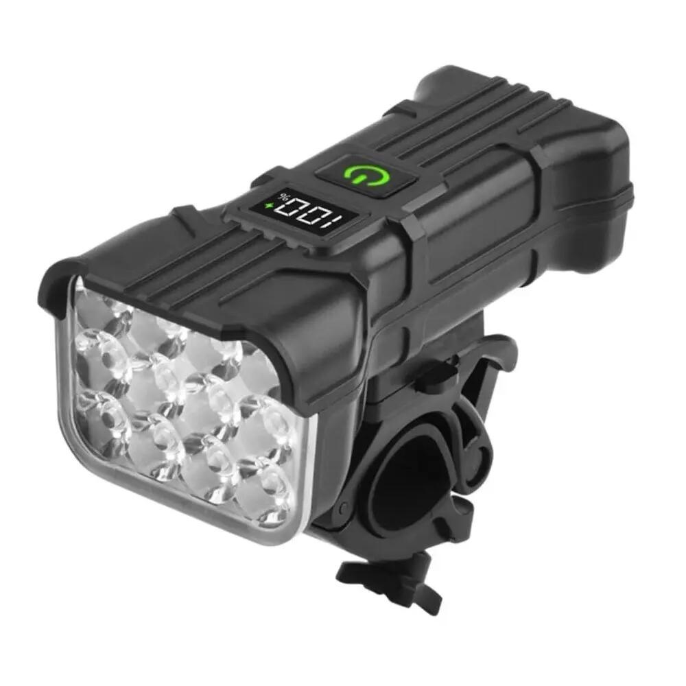 Luzes LED para bicicleta, farol dianteiro 12 LEDs, à prova de água, bateria 6/6