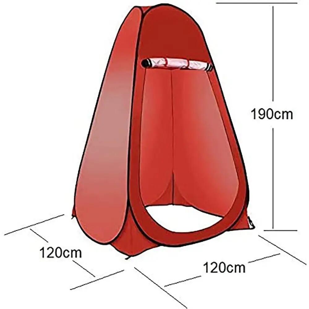 Tienda de campaña baño WC ducha impermeable desplegable Pop Up rojo 3/6