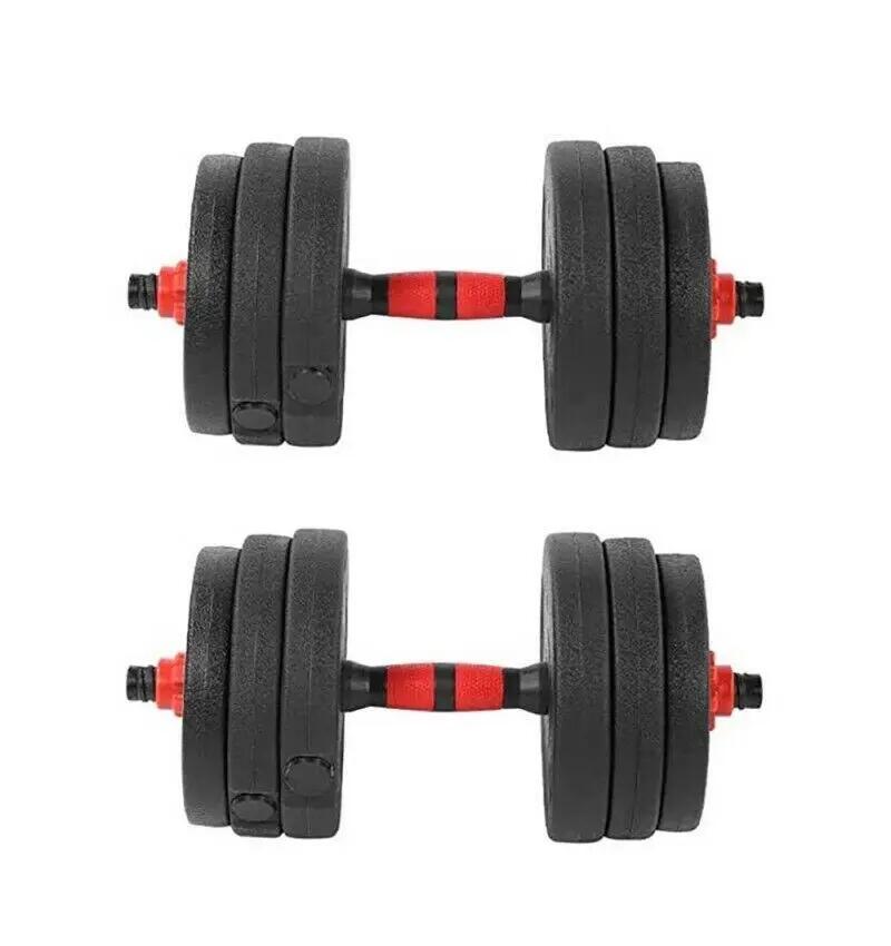Mancuernas Pesas De Disco 10kg + 10kg 20kg Total Musculación Pesos Plásticos 3/6