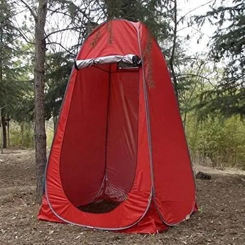 Tienda de campaña baño WC ducha impermeable desplegable Pop Up rojo 2/6