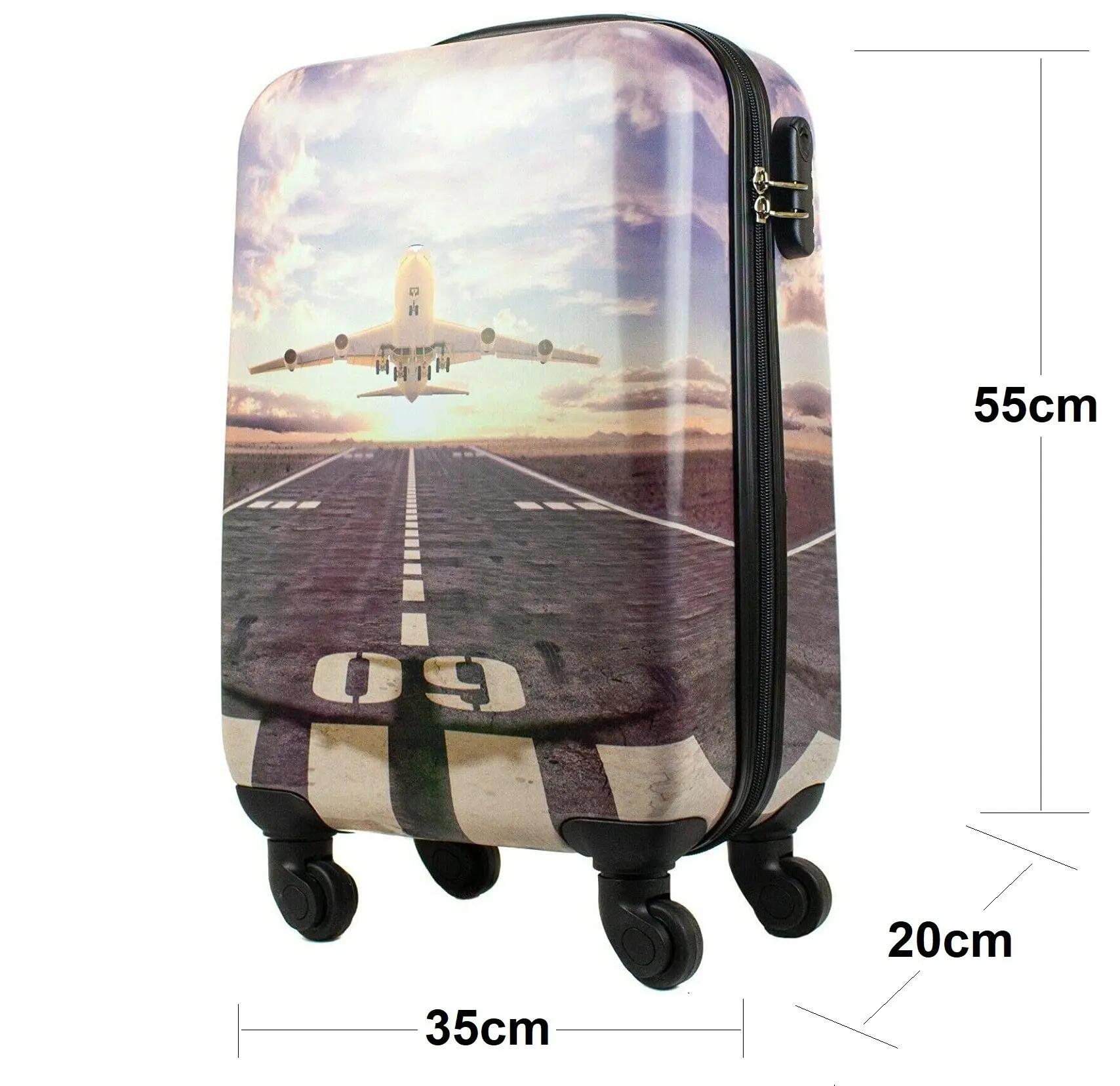 Mala de cabine com necessaire, 4 rodas giratórias 360º, estampado avião 6/7