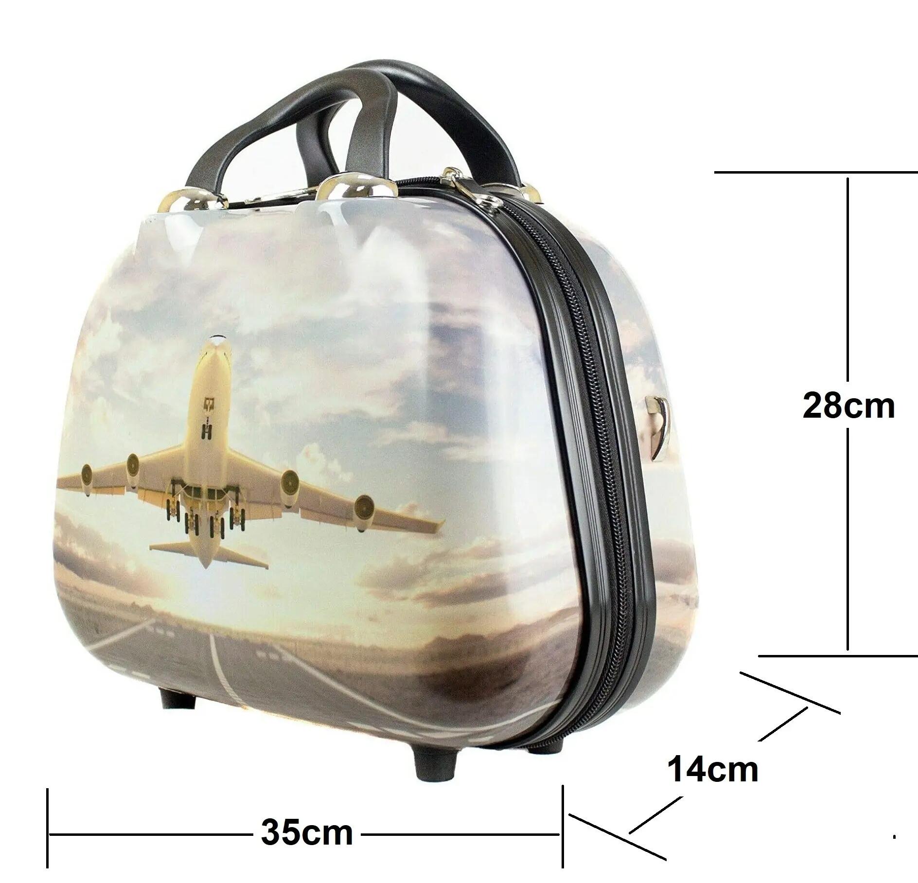 Mala de cabine com necessaire, 4 rodas giratórias 360º, estampado avião 5/7
