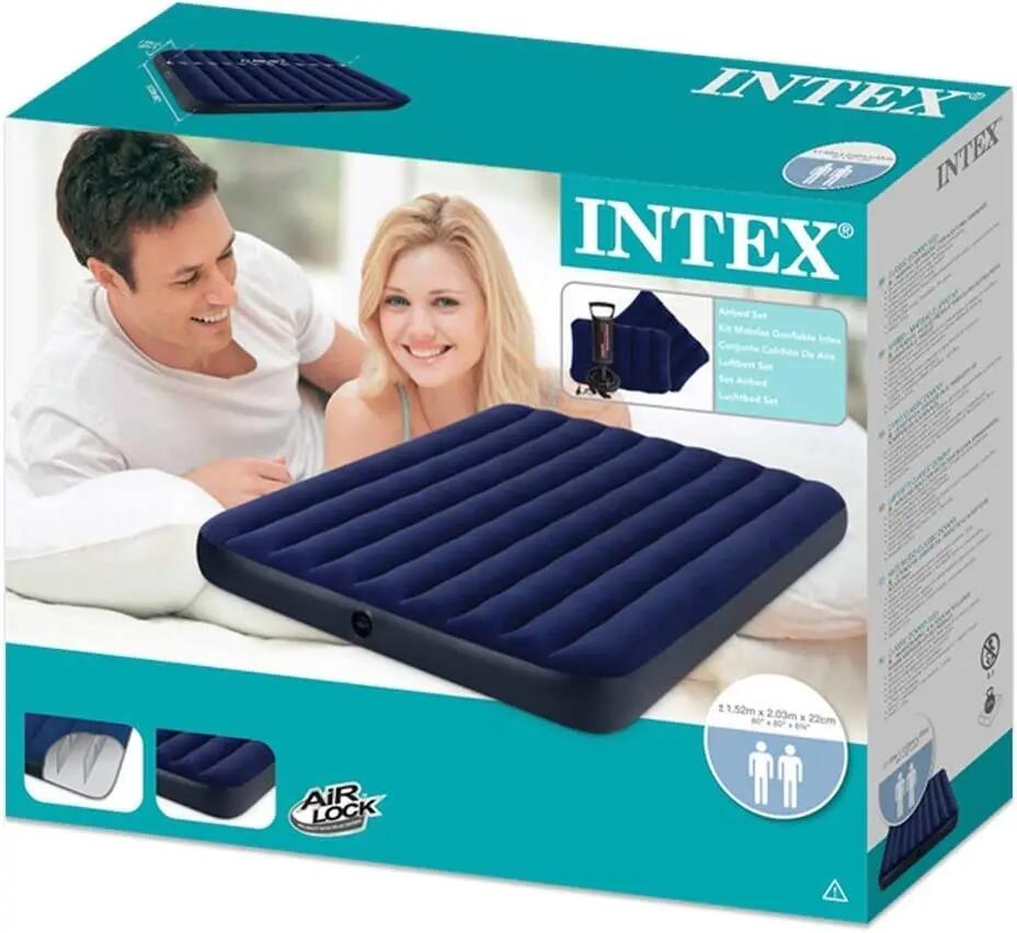 Intex Colchón hinchable con 2 almohadas y bomba 152 x 203 x 22 cm- 68765 3/5