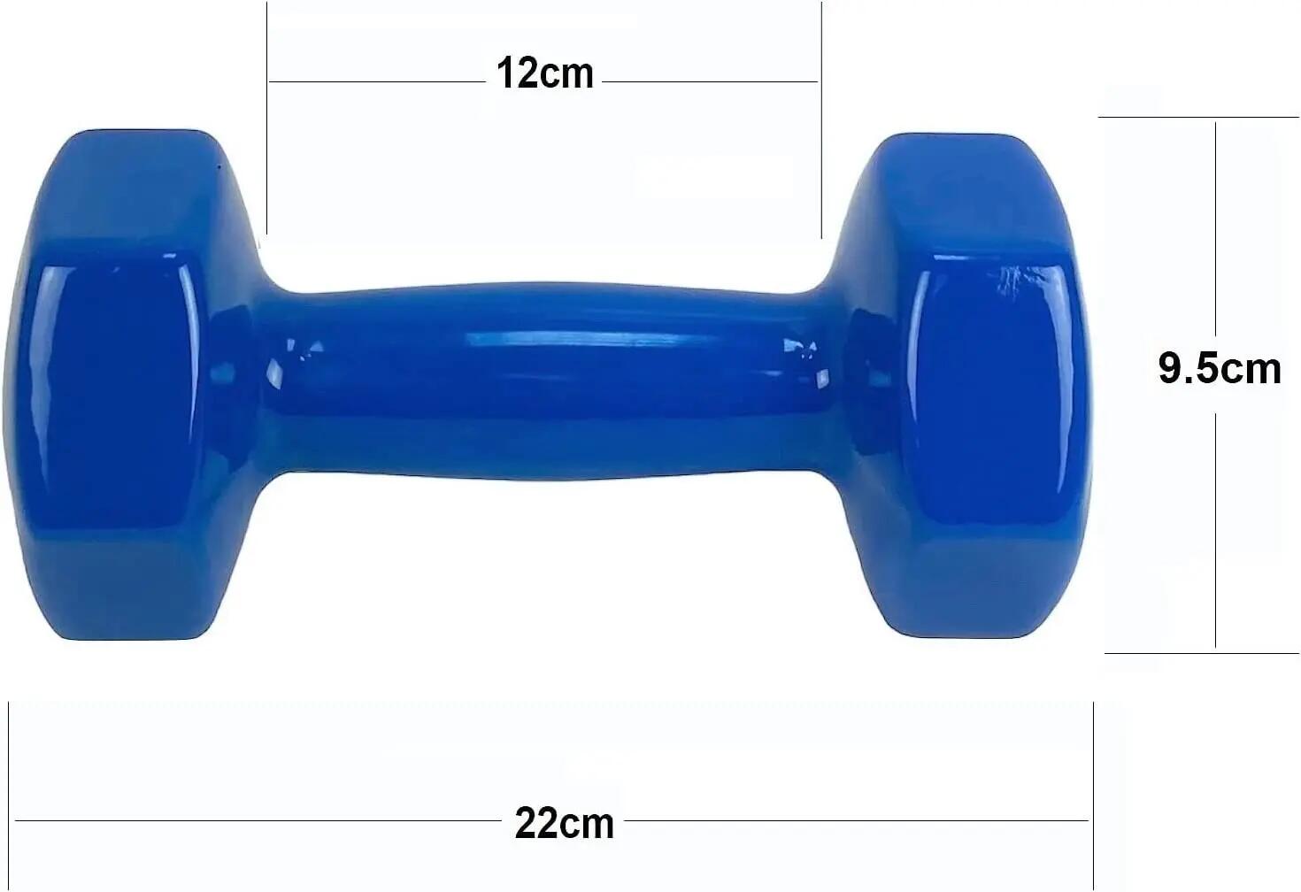 Mancuerna pesa de 5kg de acero cubierta en vinilo suave y antideslizante Azul 4/4