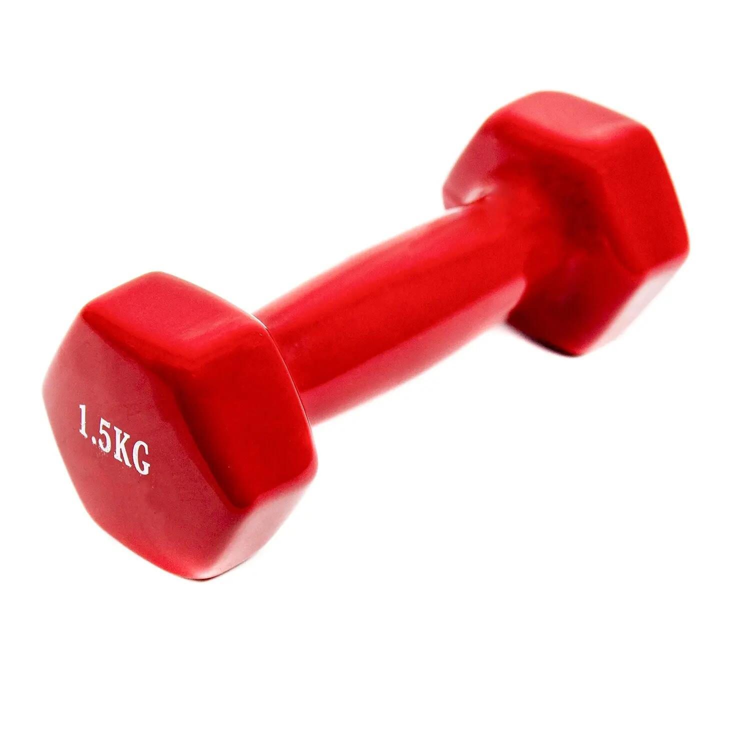 2 halteres de aço de 1,5 kg com revestimento de vinil macio e antiderrapante 3/4