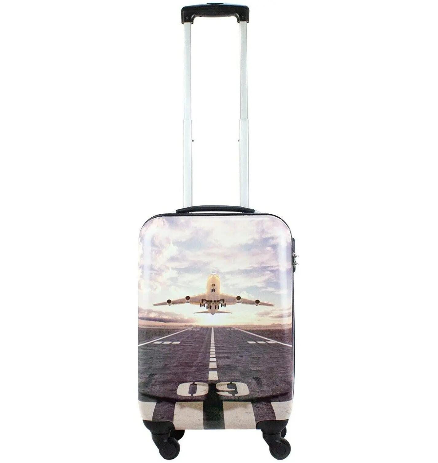 Mala de cabine com necessaire, 4 rodas giratórias 360º, estampado avião 3/7