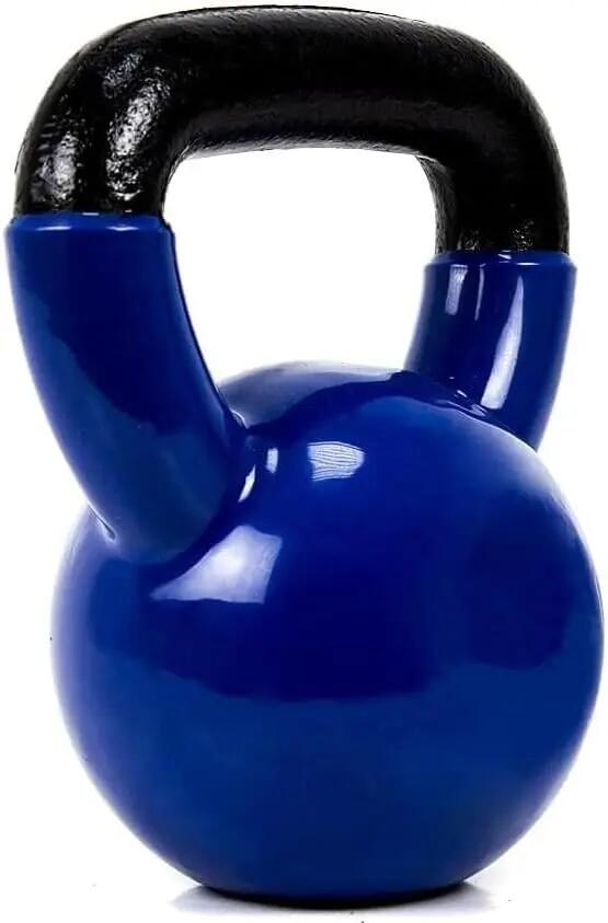 Pesa Rusa Kettlebell, revestimiento de vinilo,  Mango Antideslizante 12KG AZUL 2/5