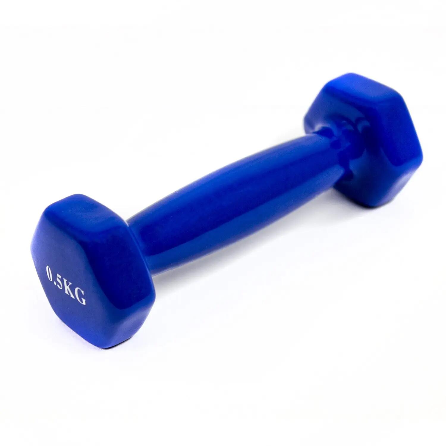 Mancuernas Pesas de 0,5 Kg fitness ejercicio antiresbalantes azul 2 piezas 3/4
