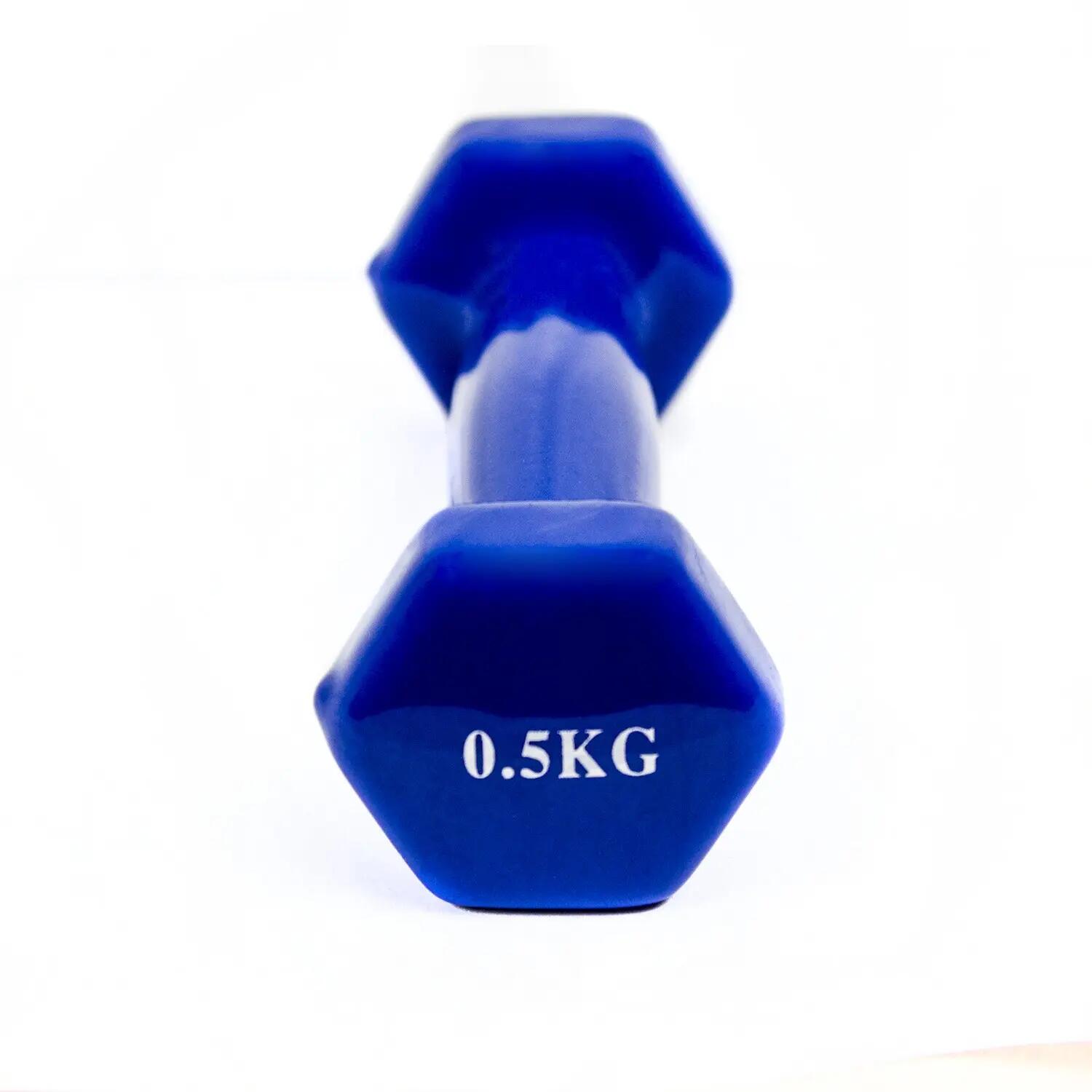 Mancuernas Pesas de 0,5 Kg fitness ejercicio antiresbalantes azul 2 piezas 2/4