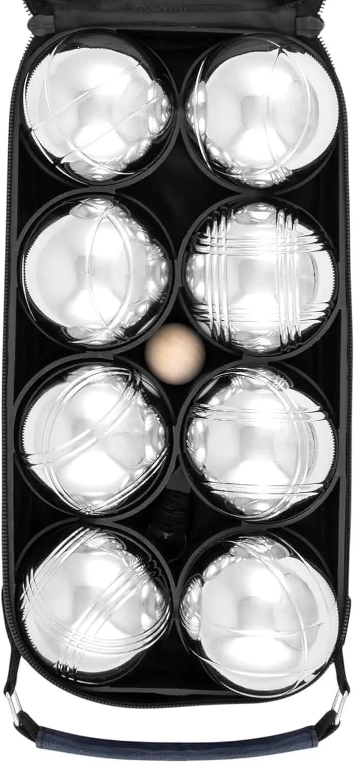 Petancas de 8 Bolas metalicas, set con bola de Tiro y Medidor de Distancia, 7 cm 2/6