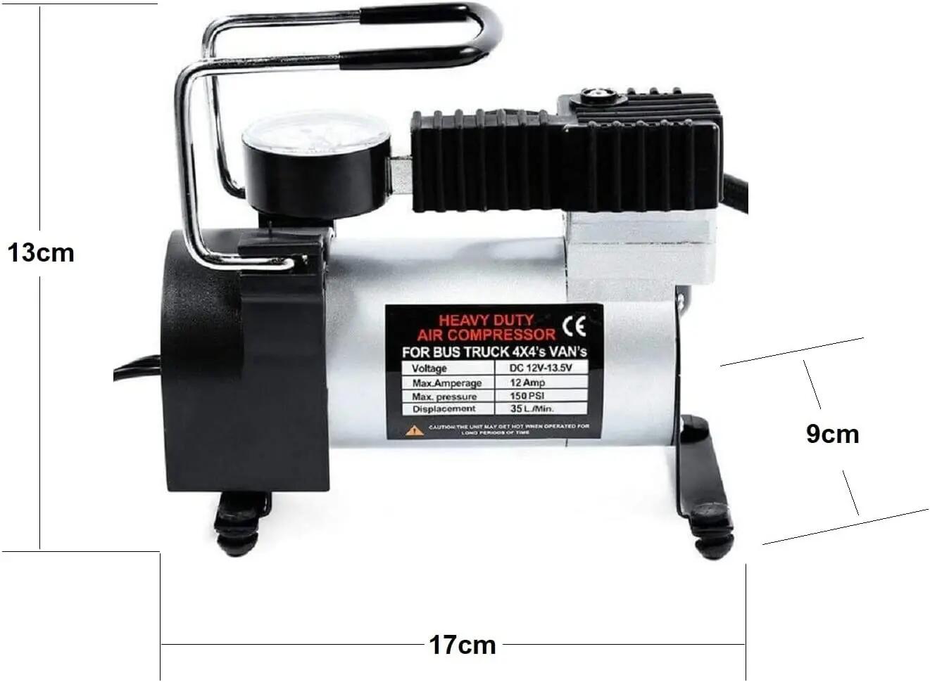 Compressor de ar, 12V DC 150 PSI, bicicletas, bolas, camas e barcos insufláveis 7/7