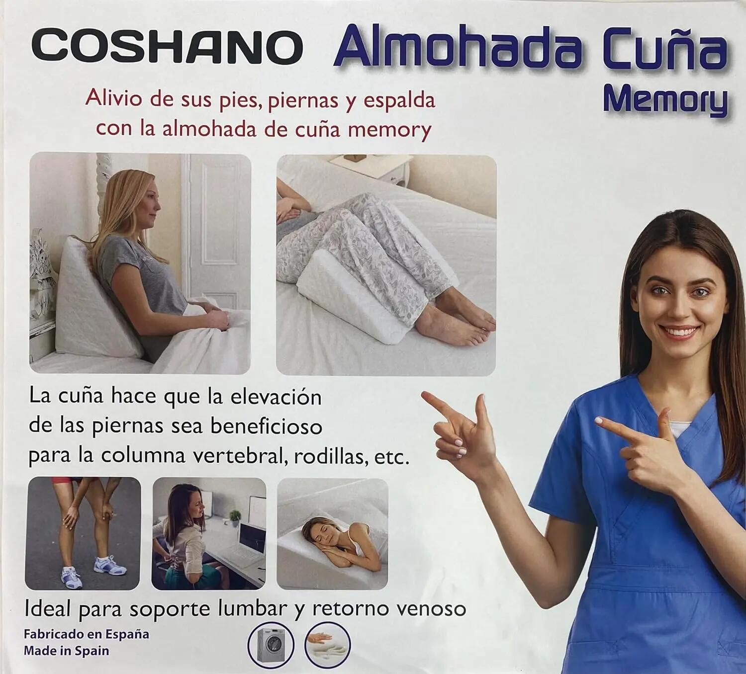 Almohada cojín de cuña para sofá y Cama. De Espuma Desenfundable (Blanco) 7/7