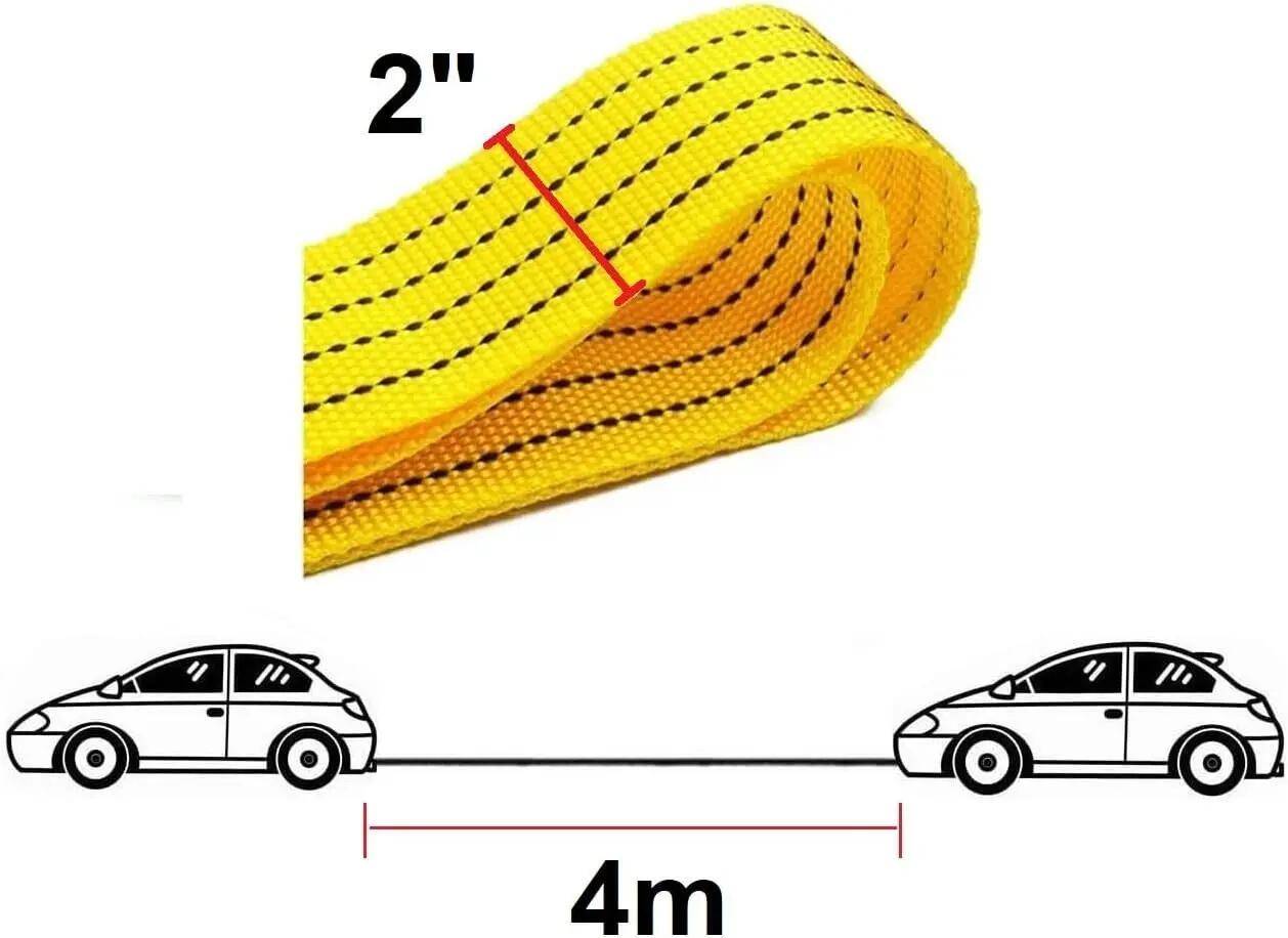 Cuerda para remolcar Cinta de Arrastre Remolque con Gancho sujeción 2" X 4mts 6/6