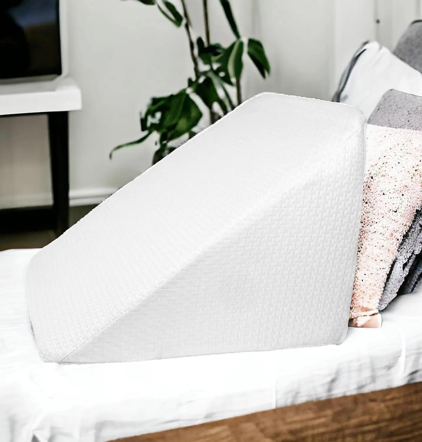 Almohada cojín de cuña para sofá y Cama. De Espuma Desenfundable (Blanco) 4/7