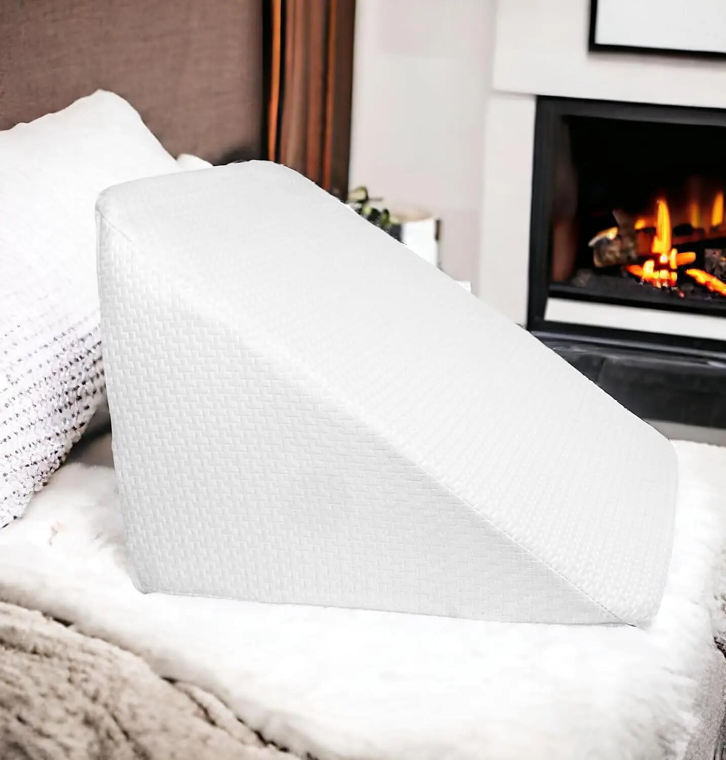 Almohada cojín de cuña para sofá y Cama. De Espuma Desenfundable (Blanco) 3/7