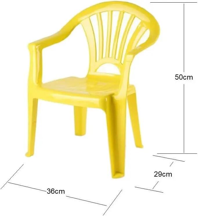 Silla pequeña apilable para Interior y Exterior de plástico (Amarillo) 2/4
