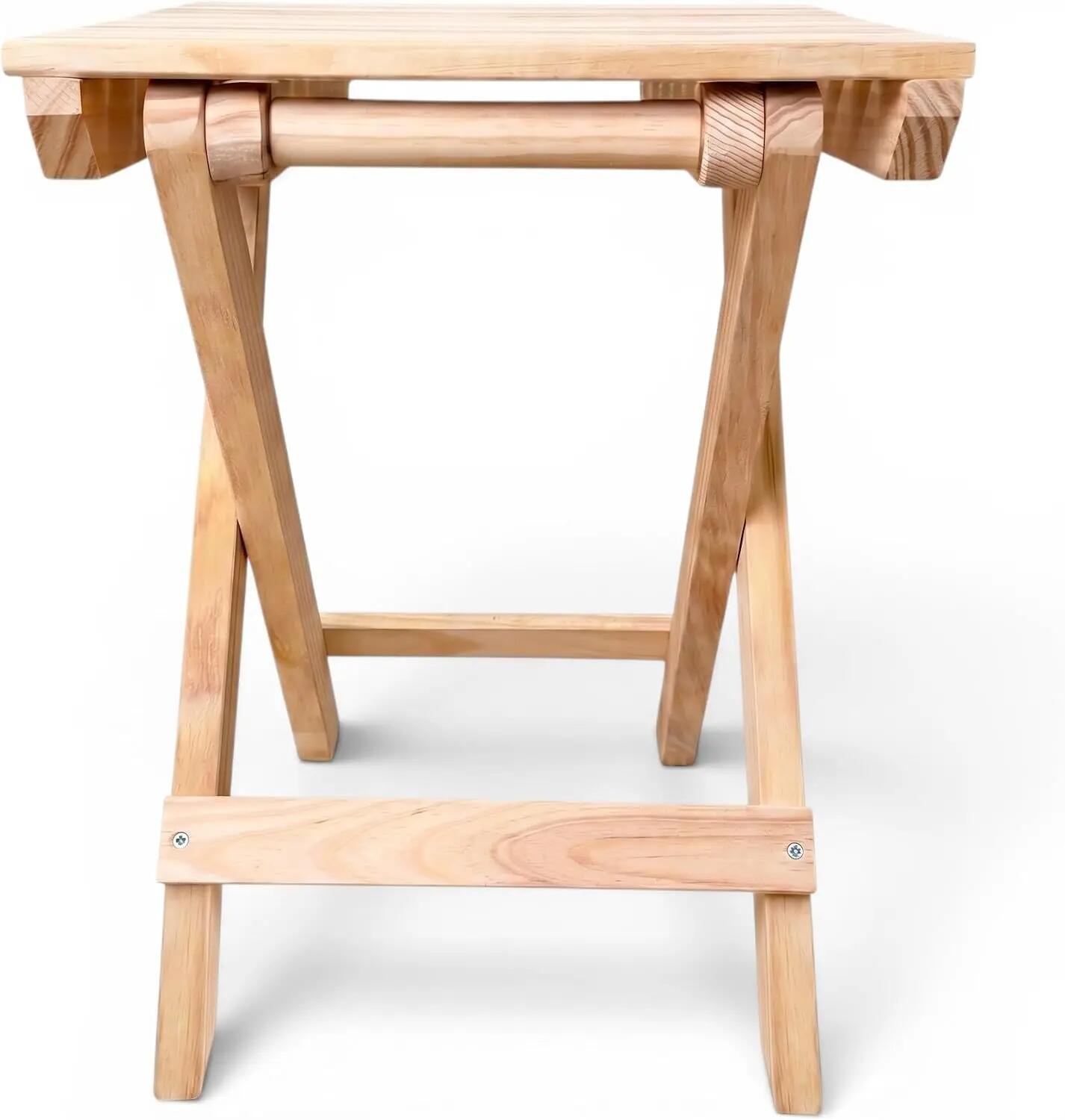 Taburete de Madera Plegable, reposapiés, 43,5x34x32 cm (2X unidades) 7/7