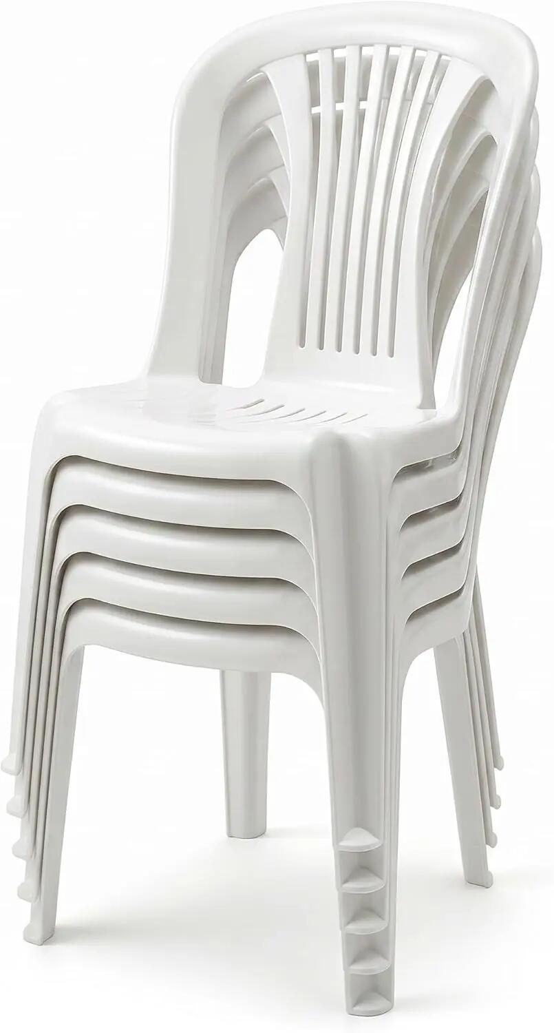 Set de Silla Plasticas, Exterior, sin Reposabrazos, de Polipropileno (2X Blanco) 6/6