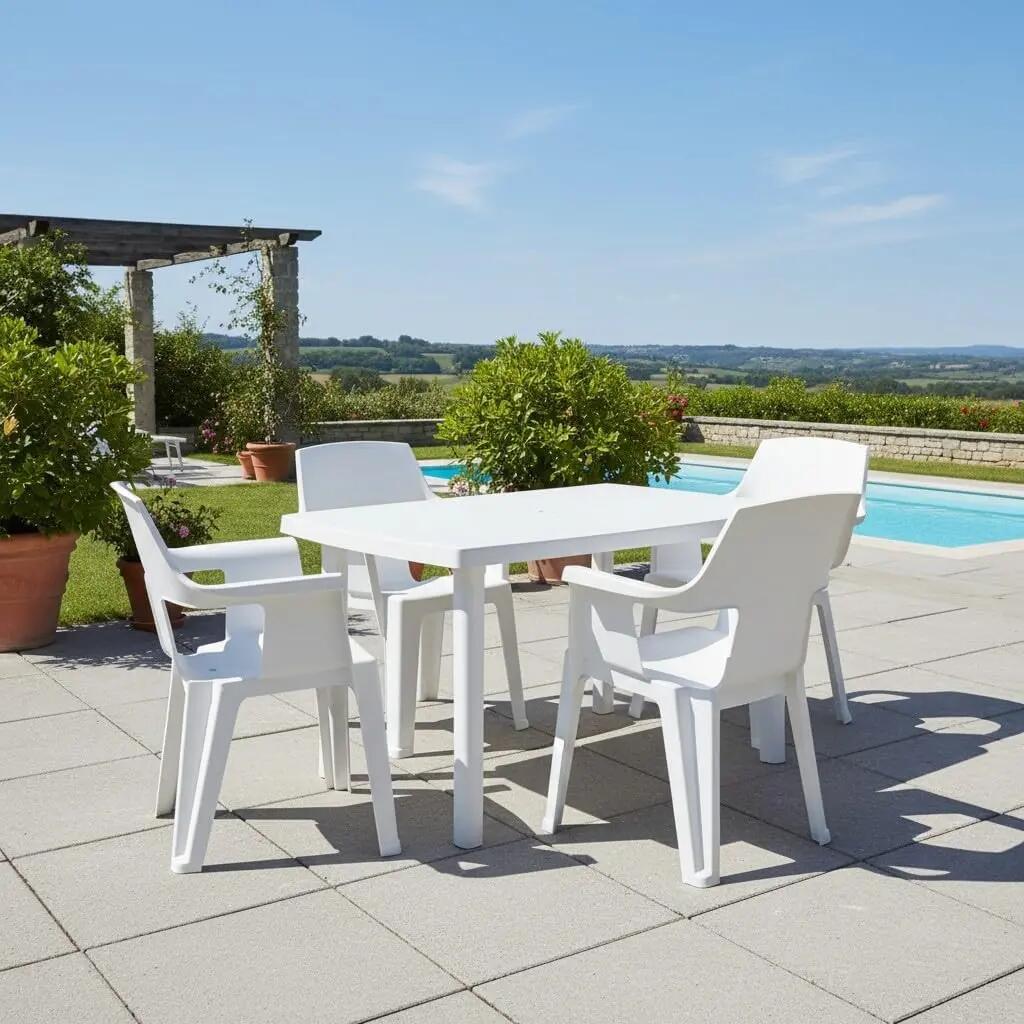 Silla Plastica Exterior, Apilables, Moderno, Interior y Exterior (Blanco) 6/7
