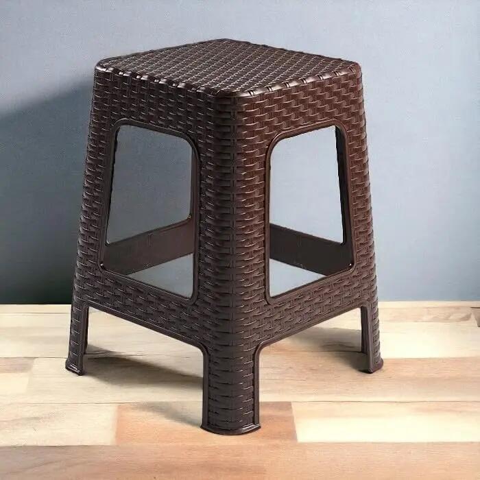 2X Taburete plástico ratán para Interior y Exterior, 36x36x45cm (2, Wengue) 6/6