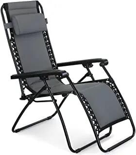 Silla plegable tumbona hamaca Gravedad Cero Gris 3/4