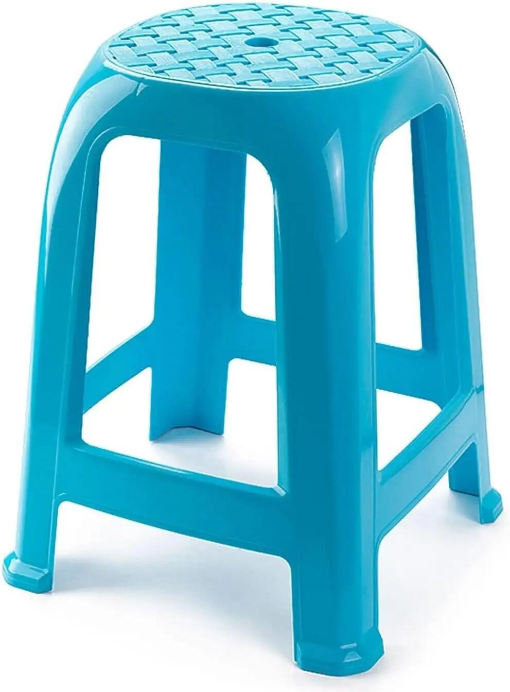 2X Taburete Silla de plástico Asiento apilable Banco Camping (2X Azul) 6/6