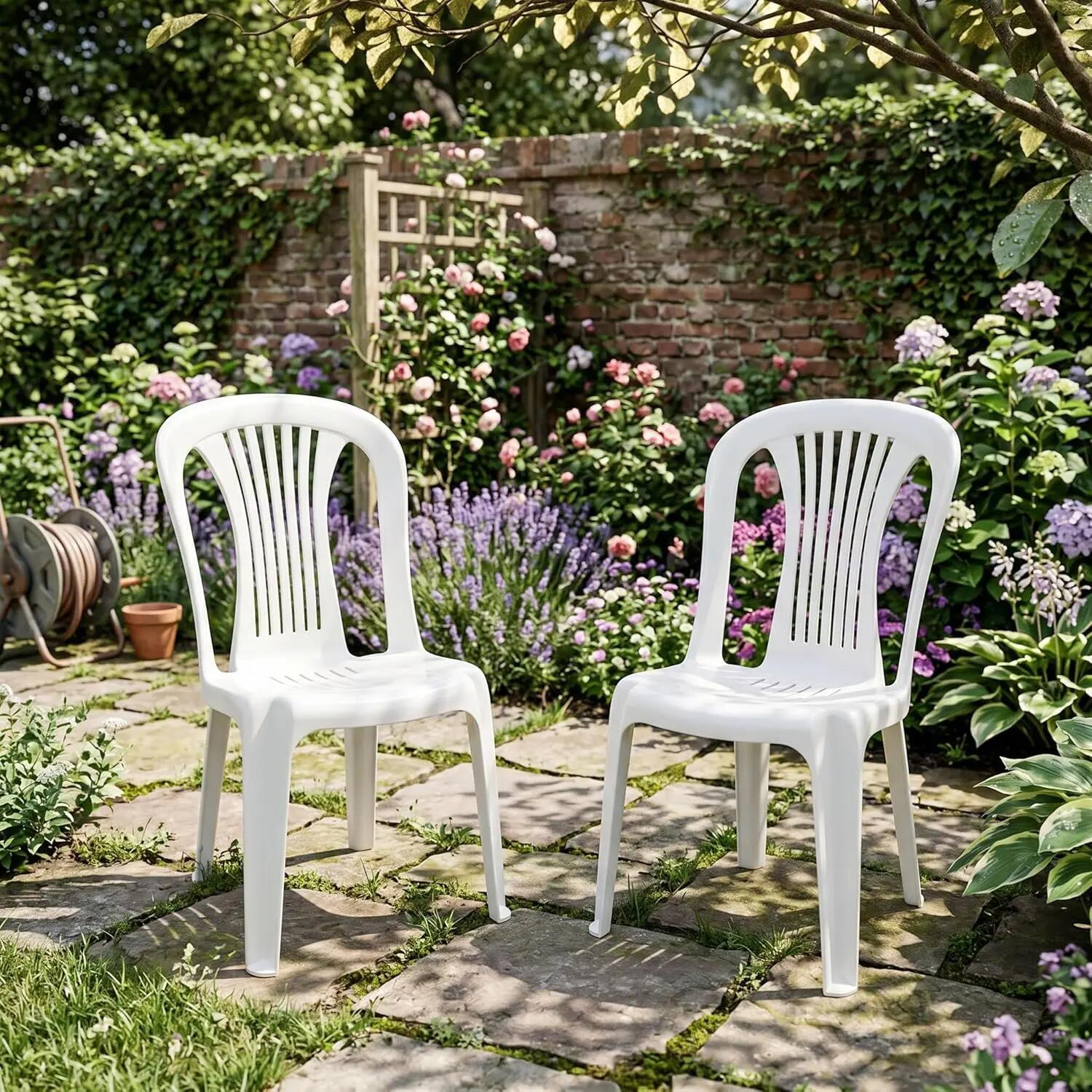 Set de Silla Plasticas, Exterior, sin Reposabrazos, de Polipropileno (2X Blanco) 5/6