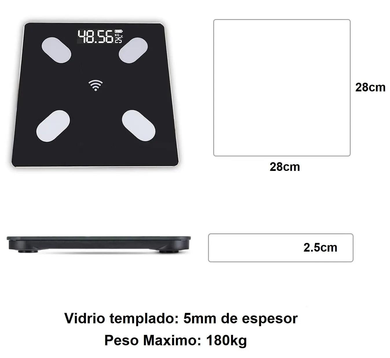 Bascula Digital con App, Análisis Corporal, Medición Peso IMC Visceral, Muscular 3/5