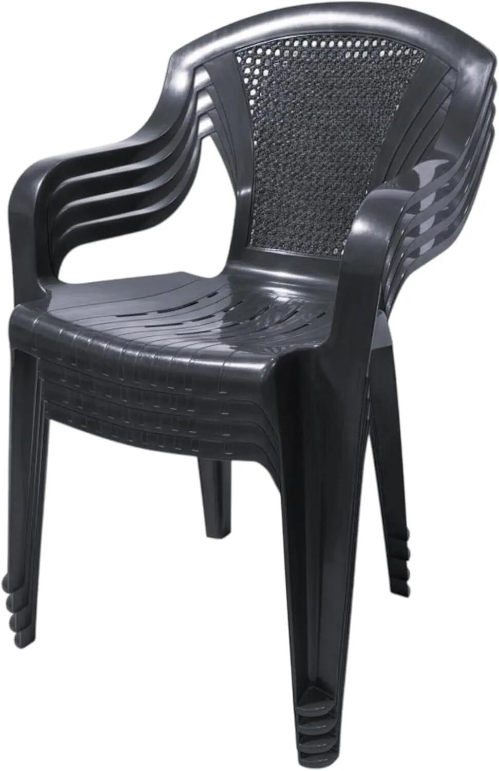 Set de Sillas Plasticas para Camping, Exterior, Apilables (2X Gris Antracita) 6/6