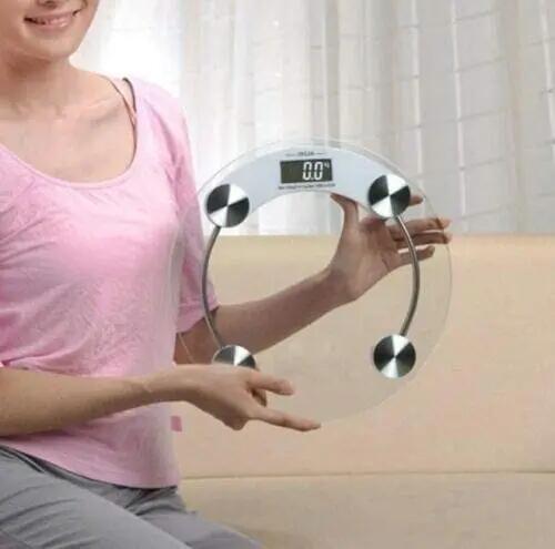 Bascula peso de baño digital 150 KG redondo precisión cristal vidrio templado 3/5