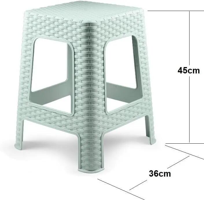 4X Taburete plástico ratán apilable para Interior y Exterior 36x36x45cm (Verde) 3/5